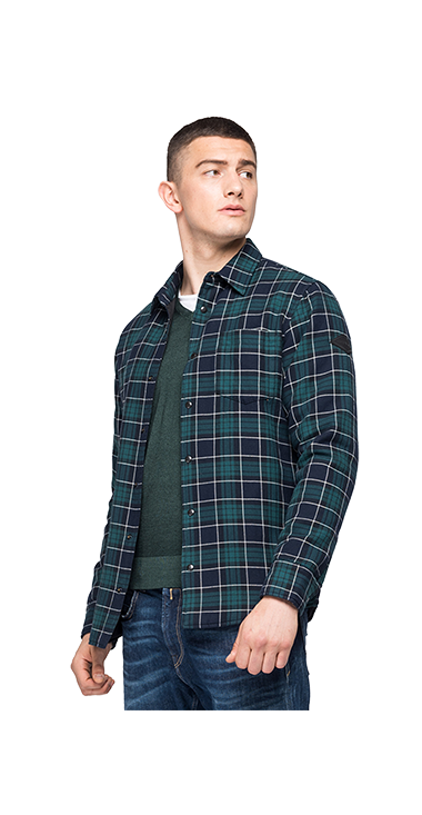 インディゴフランネルチェック シャツ Replay リプレイ公式通販サイト