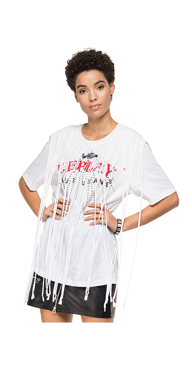 スラブコットンジャージー フリンジ Tシャツ Replay リプレイ公式通販サイト