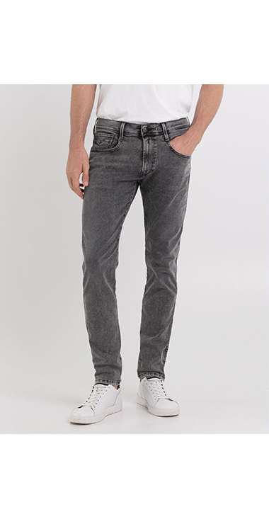 スリムフィットANBASS Hyperflex re-used グレーデニム｜REPLAY  