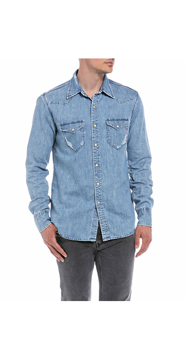 RRL デニムウエスタンシャツ 濃色 ボルチモア ジョニー シャンブレー 